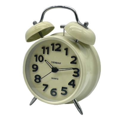 China Antique Style Strong Dual Dual Bell Vibration Backlight Table Quartz Movement Super Twin Alarm Clock for sale