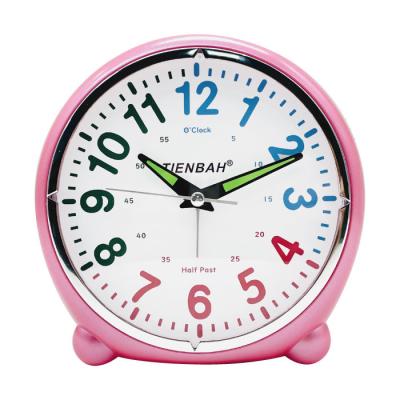 China Antique Style Customize Education Teaching Design Kids Gift Kids Quartz Analog Bell Silent Table Alarm Clock for sale