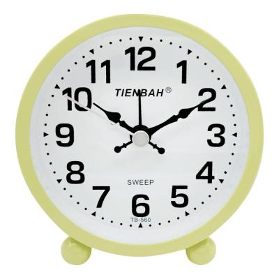 China Fashion Small Round Antique Metal Style Silent Sweep Near Desk Table Alarm Clock For Gift for sale