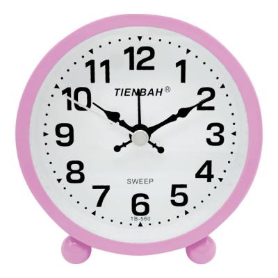 China Cheap Dongguan TIENBAH style modern antique metal colorful decoration small circle quartz analog desk alarm clock for sale