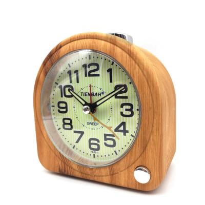 China LUMINOVA Field White Quartz Analog Doze Fluorescent Glow Dark Melody Wooden Table Clock Number for sale