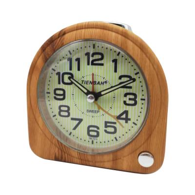 China LUMINOVA Arch Type Office Room Decoration Wake Up Light Luminous Number Music Nap Wooden Table Alarm Clock for sale