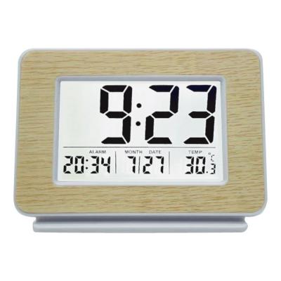 China Calendars Travel Wooden Night Light Temperature Sensor LED Nap Calender Desktop Digital Smart Alarm Clock for sale