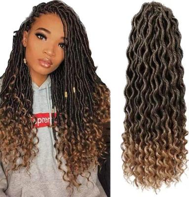 China Straight 18 Inch Goddess Faux Locs Crochet Braids Curly Ends Wavy Synthetic Braiding Hair Extension For Black Women Dreadlock Braiding for sale