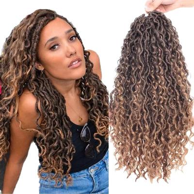 China River locs Curly Faux Locs Soft Pre Looped Synthetic Faux Locs Hair Extension River Goddess Locs Braiding Loops Crochet Hair for sale