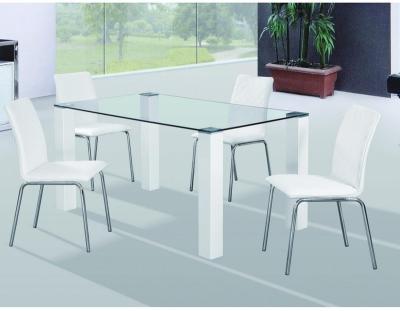 China (Other)Adjustable Dining Table Set 6 Seater Modern Furniture Home Modern Top Tempered Glass Legs White Glossy Table MDF Dining Set for sale