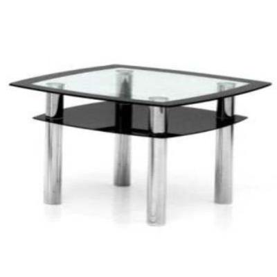 China Large Design Minimalism Modern Stainless Steel Tray Tea Table Black Coffee Glass Table Top For Living Room for sale