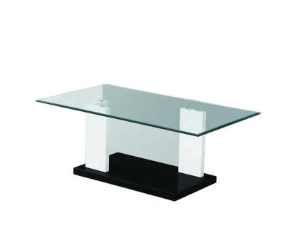 China Large Design Style Furniture Nordic Black White Clear Tempered Glass Top Small Coffee Table For Living Room for sale