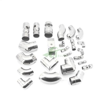 China Modern Stainless Steel Stair Fittings Railing Fittings Handrail Union Elbow for sale