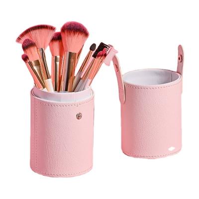 China Angular Blush Gold 12pcs Soft Makeup Brushes Cosmetic Tools Beauty Makeup Set Brushes With Case Goat Leather Hair for sale