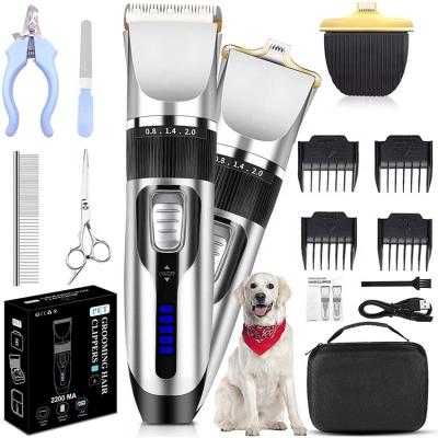 China Luxury Dog Clippers Cordless Electric Pet Hair Trimmers Set Cordless Electric Dog Grooming Clippers Kits Nail Razor Shears for sale