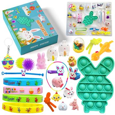 China CL236 Easter Rabbit Advent Calendar Toys Lucky Gift Box Push Box Eco-friendly Bubble Toy Pack Gifts Countdown Calendar 24 Days Toss Toys for sale