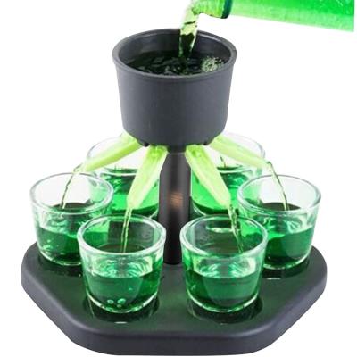 China C313 Eco-Friendly Liquor Dispenser Party Beverage Trolley Games Bar Cocktail Wine Drinking Quick Filling Tool 6 Shot Glasses Dispenser Holder for sale