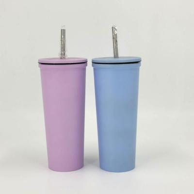 China Viable Good Quality Reusable Cold Water Coffee Cups Stainless Steel Travel Car Cups With Lids And Straws for sale