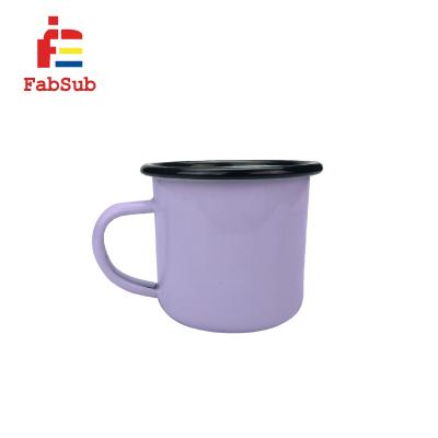 China Viable Colored White Sublimation Coffee Mug Stainless Steel Hand Grip Sublimation Enamel Custom Mug for sale