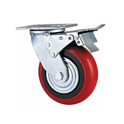 China Durable Wholesale OEM ODM 2 Inch PU Material Red Medical Caster Wheels For Hospital Bed for sale