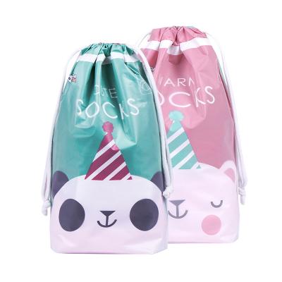 China Recyclable Rose Waterproof Wholesale Drawstring Bag For Gifts Drawstring Bag Pouches Fashion Double Layer Mall Colorful Packaging Plastic for sale