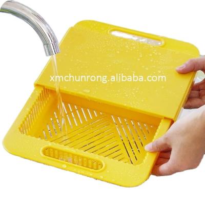 China PP Plastic Cutting Board With Removable Foldable Drawer Non Slip Board for sale