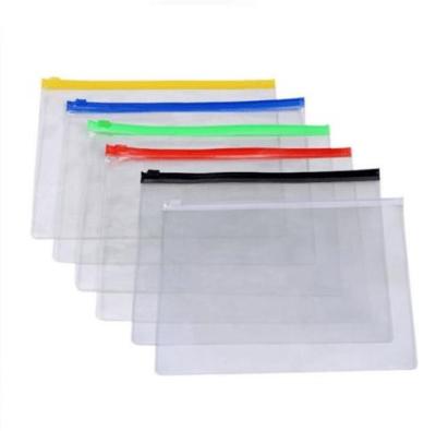 China Various Specifications Plastic Waterproof Clear Zipper Folder Bag For Bill Invoice Note File Data for sale