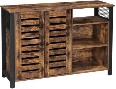 China Other View Rustic Living Room Storage Cabinet Brown Black w/3 Shelves Sideboard for sale