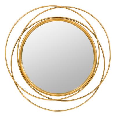 China Unique Minimalist Living Room Decorate Round Gold Wall Mirror for sale