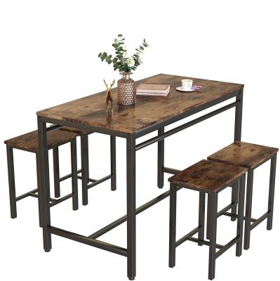 China Other 5-Piece Iron Design Wood Bar Wooden Suitable For A Small Living Room Rectangular Dining Table for sale