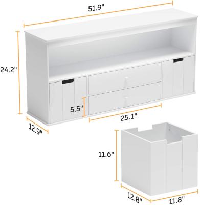 China White Stocked With 2 Drawers Children Wooden Shelf Toy Storage Box for sale