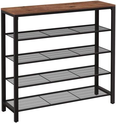 China Other Multilayer Household Shelves Space Saving Online 5 Tier Black Shoe Rack for sale