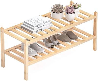 China Other Custom Display Two Seat Expandable Morden Style Bamboo Shoe Bench Rack for sale