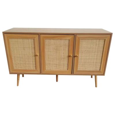 China Other Wooden Rattan Door Movable Entertainment Storage Suitable For Living Room Suitable For Bedroom Three-Door TV Cabinet for sale