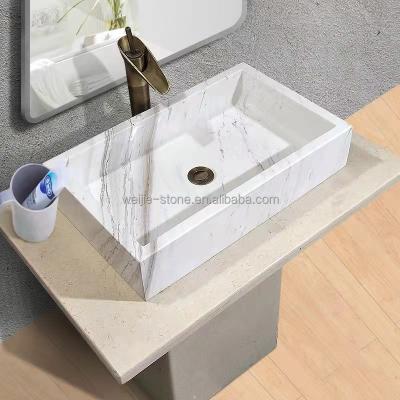 China Easy clean creative shape sanitary ware rectangle washbasin fancy bathroom white sink for sale