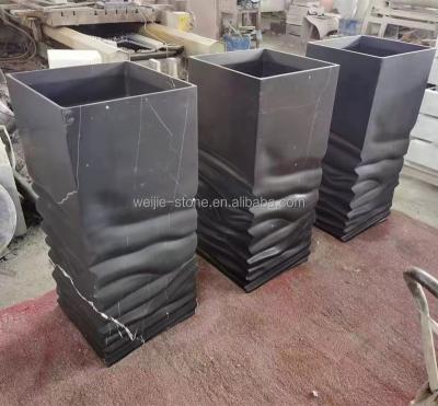 China Pedestal Washbasin Easy Clean High End Luxury Black Pedestal Hotel Marble Decoration for sale