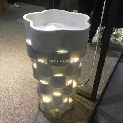 China Easy Clean Artistic Marble Basin Stone Pedestal Indoor Marble Standing Sink for sale