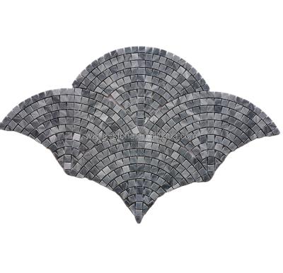 China Parquet Carrara Stone Helix Shaped Mosaic Slab Gray Marble Flooring Small Square Chips for sale