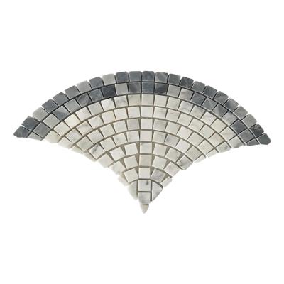 China Fan Shaped Parquet Carrara Marble Mosaic Bathroom Wall Slabs for sale