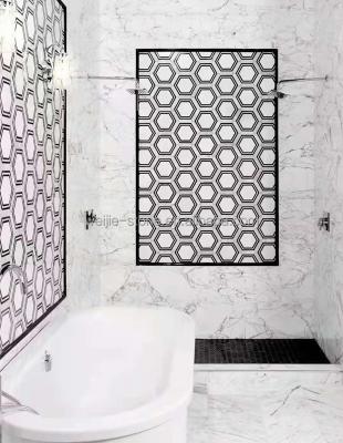 China High End Hexagon Parquet Wall Decoration Baathroom Marble Wall And Floor Black And White Mosaic Slab for sale