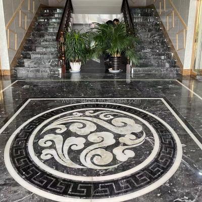 China Modern Hotel Flower Waterjet Marble Stone Tiles Design Floor Pattern Medallion for sale