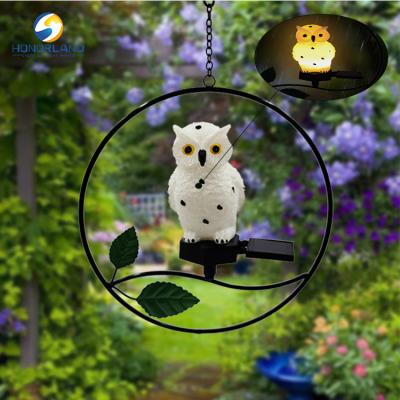 China New Product Holiday Decoration Iron Owl Hanging Lights Garden Decorative Led Lights For Home Holidays for sale