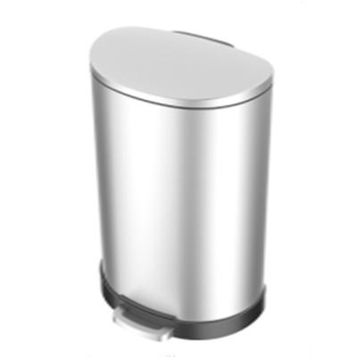 China Foot Pedal Rubbish Bin Stainless Steel Sustainable Waste Bin , Semi-Round Kitchen Trash Can for sale