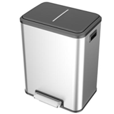 China Stainless Steel 40L Sustainable Step-On Pedal Trash Can Indoor Garbage Bin With Plastic Lid for sale