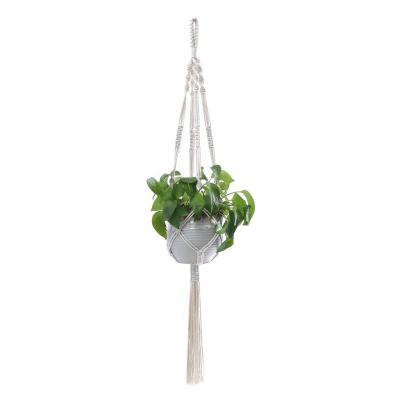 China Handwoven Art Decor Indoor Outdoor Bedroom Boho Rope Living Room Minimalist Plant Hanger Macrame Knot Planter Holder for sale