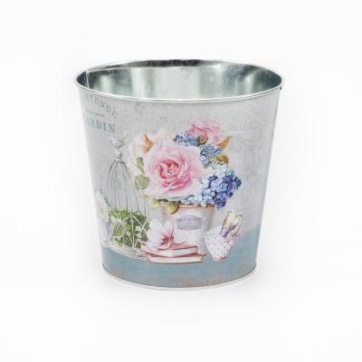 China 2022 Light New Metal Flower Pot Planter For Hand Potted Flower Galvanized Plants Bucket Hand Hanging Flower Pot For Florist Farm for sale