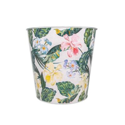 China Original Europe OEM ODM Home Trash Can Metal Garden Decor Stylish Souvenir Planter Galvanized Decorative Planter Vase For Garden for sale