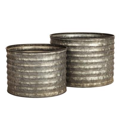 China American Style Galvanized Metal Flower Bucket Pot Planter Farmhouse Rustic Round Tub Gardening Gift Set Decorative Bucket for sale