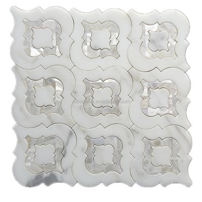 China Parquet Marble Mosaic Waterjet Marble Mosaic Waterjet Marble Mosaic Slab for sale