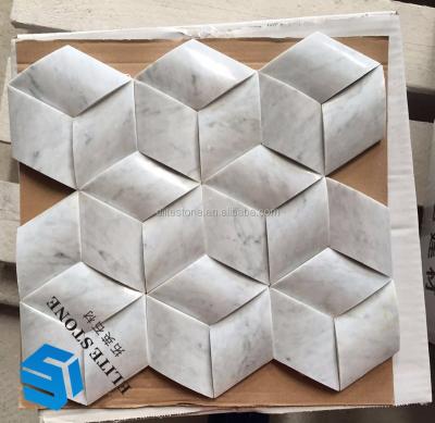 China 3D Parquet Mosaic Slabs , 30x30 Carrara White Marble Mosaic for sale