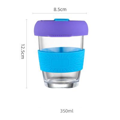 China 350ml Sustainable Eco-friendly Silicone Recycle Glass Mug With Lid Cover Coffee Cup Coffee Mug for sale