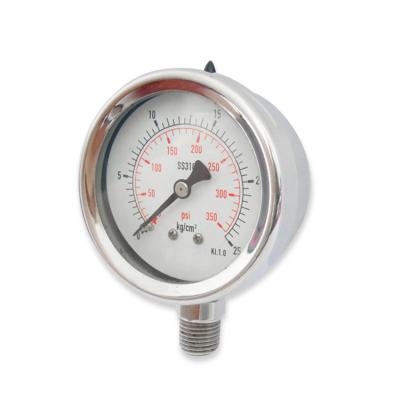 China HPb59-1 Or SUS316 Brass All Stainless Steel Connection Propane Bottom Pressure Gauge for sale