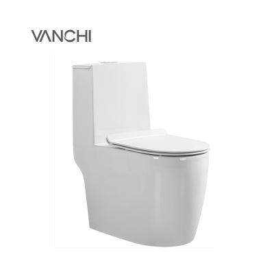 China Automatic Operation Ceramic Sanitaryware Siphon Flushing Floor Mounted Toilet for sale