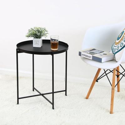 China (Other) Tray Metal Coffee Small Table Adjustable Round Table Indoor Snack Table For Living Room Garden Rest for sale